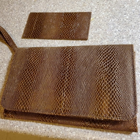 EUC Animal Print Clutch & Check book Wallet 2for - Picture 1 of 13